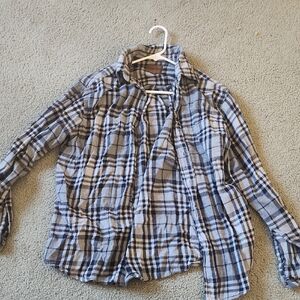 Plaid Kids Shirt - Blue and White